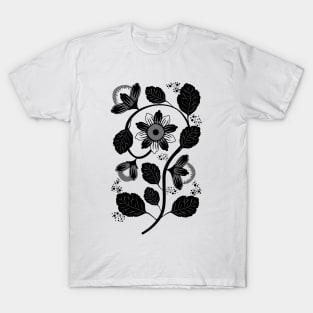 Black and white branch with flowers T-Shirt